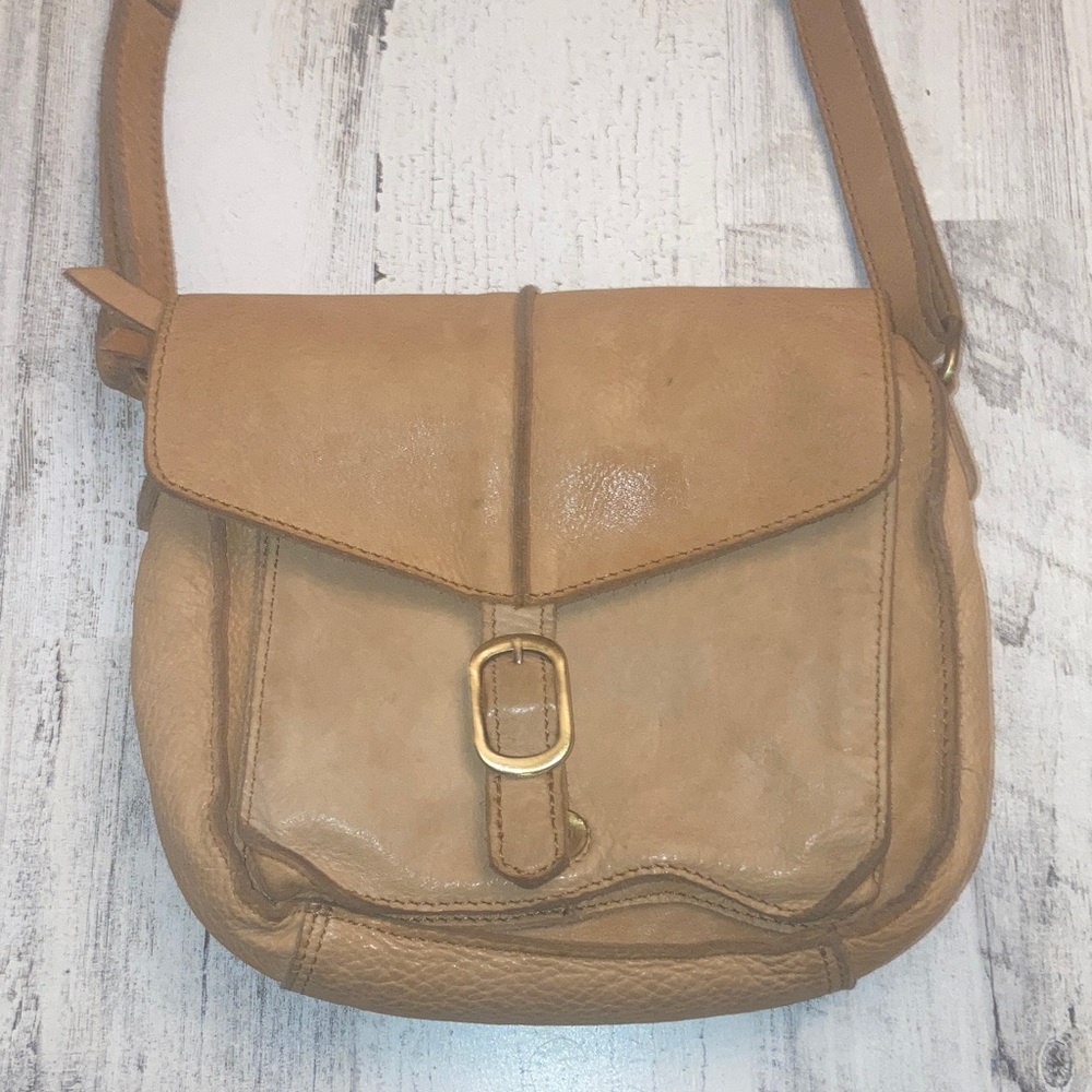 Genuine Cut N Paste LAX Chic Tan Crossbody Saddle  Bag  Genuine Hand Crafted